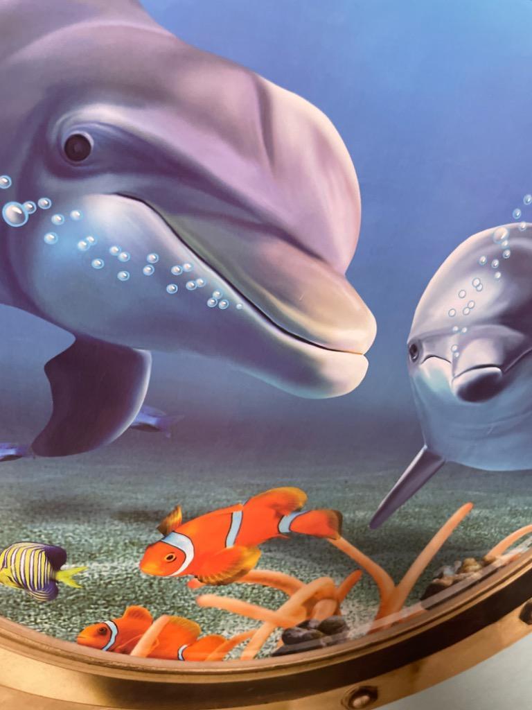 当店限定販売】 ウォールステッカー 壁紙シール 3D 立体的 トリックアート だまし絵 イルカ 海 海中 水中 魚 フィッシュ 海豚 おしゃれ  ルームデコレーション