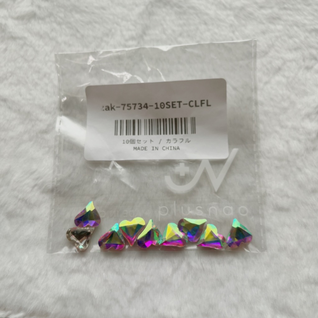 ハート形ラインストーン 10個セット ホワイト ブラック ブルー