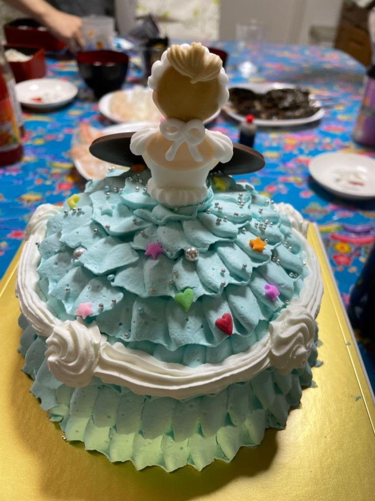 世界に一つだけ 自分で飾り付けのできる プリンセスケーキ ブルー 