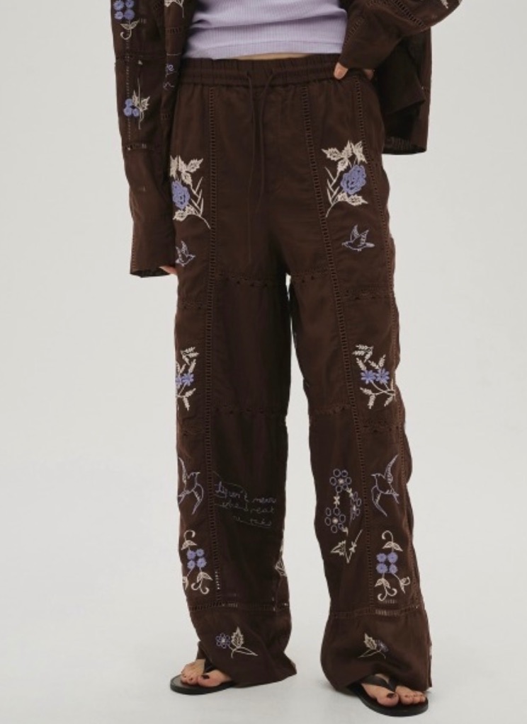 TODAYFUL トゥデイフル パッチワークパンツ 36 ブラック S TODAYFUL トゥデイフル ボトムス Embroidery Patchwork Trousers 即納
