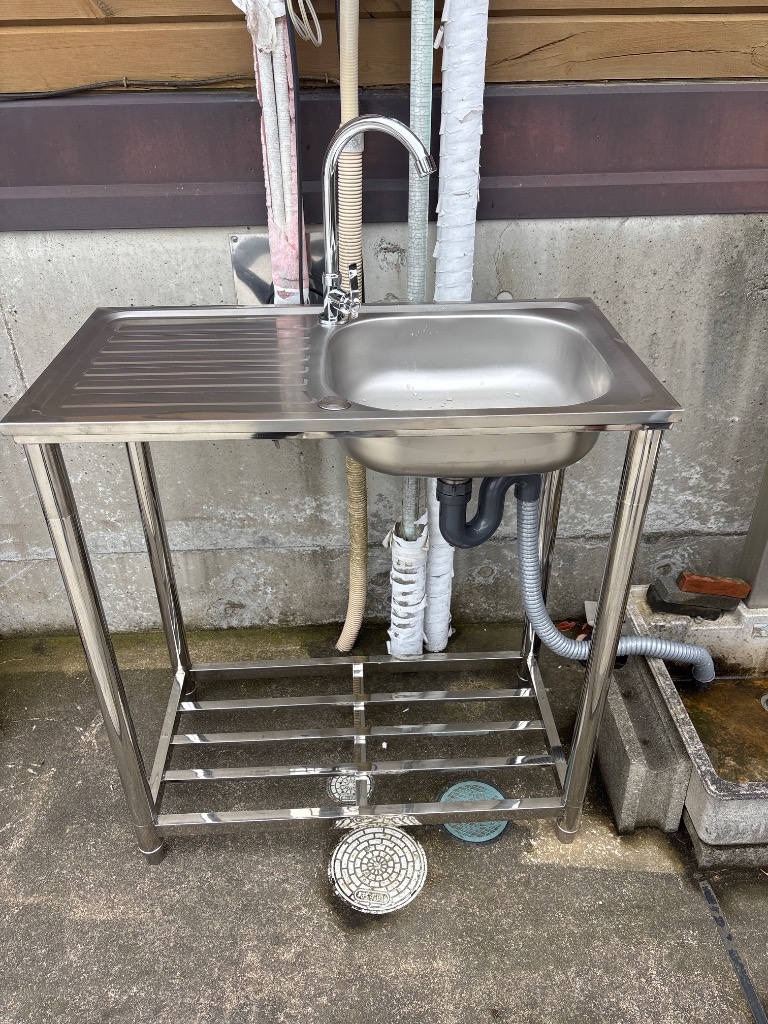 流し台 シンク ステンレス製 蛇口水栓付き 屋外 簡易式 キッチン