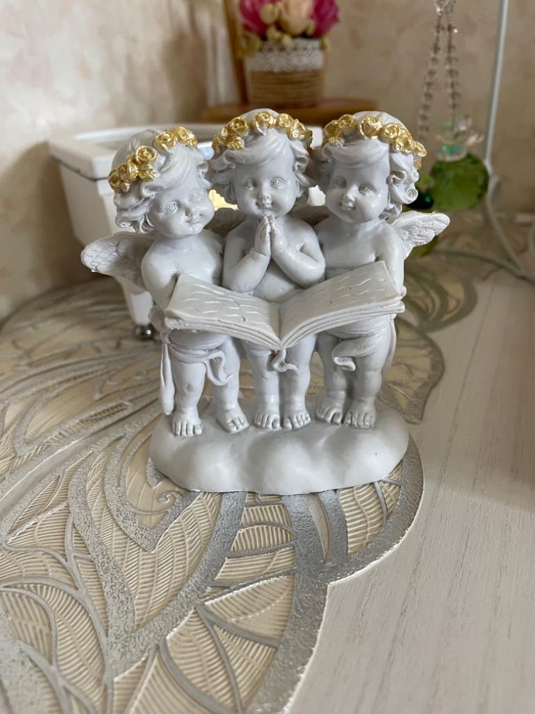 エンジェル 絵本 花冠 かわいい3人の天使 置物 エンゼル ゴールド