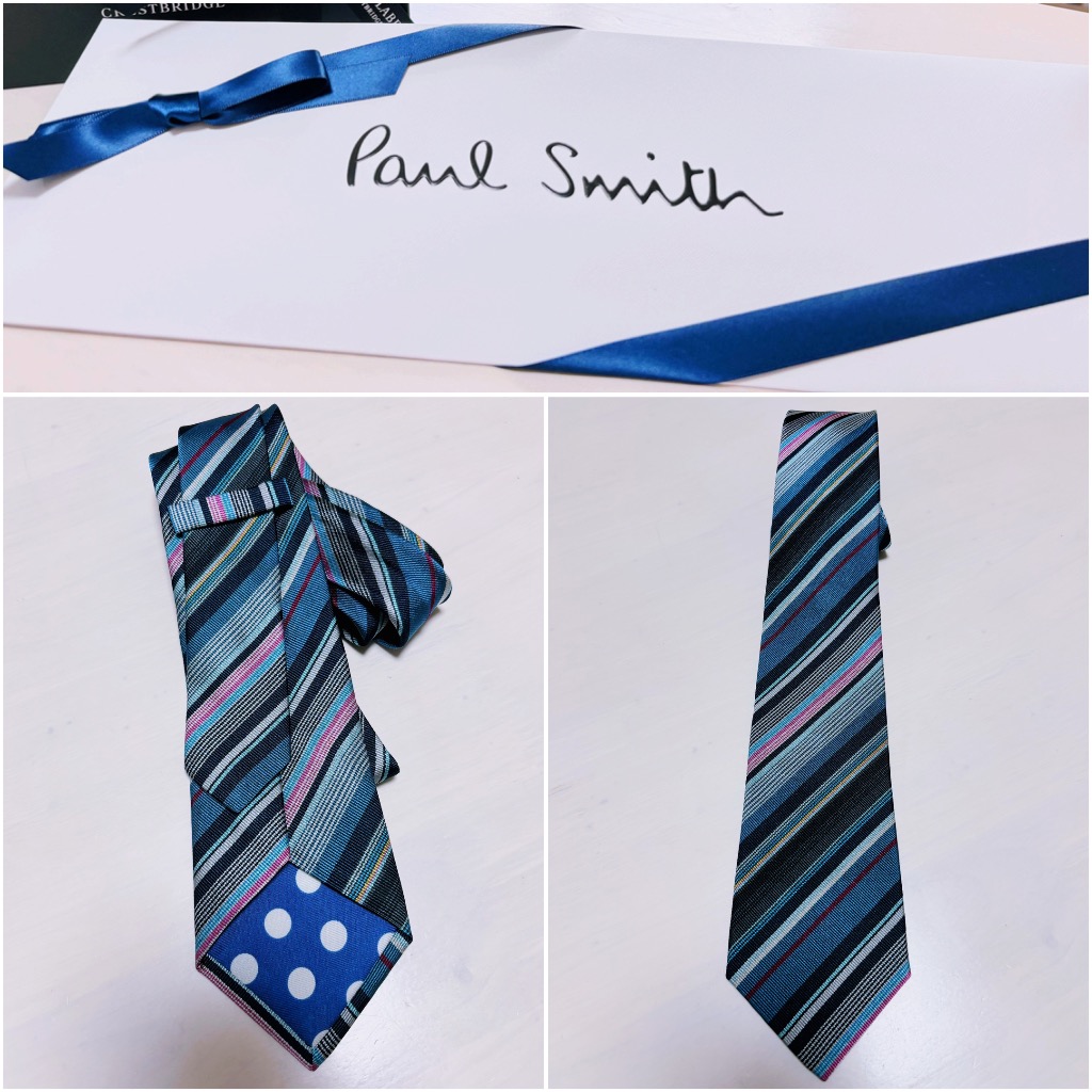 美品　ポールスミスPaulSmith ネクタイ　マルチストライプ　ネイビーブルー Amazon | ポールスミス ネクタイ (8cm幅) マルチストライプ柄