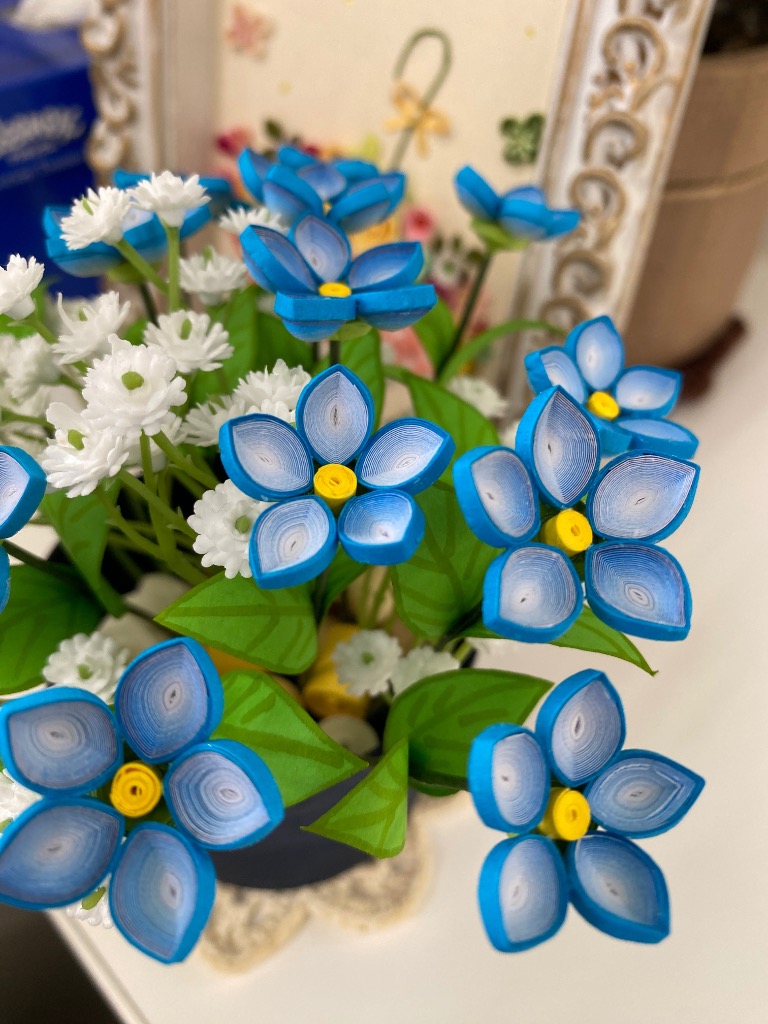 ペーパークイリング 材料セット ブルースターフラワー 3D 鉢植え 立体