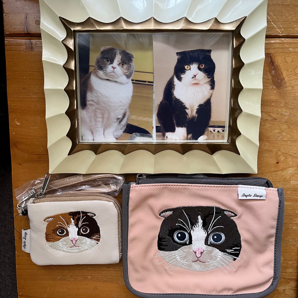 Legato Largo ネコ刺繍 ポーチ 裏に前足の刺繍 手触り コットン