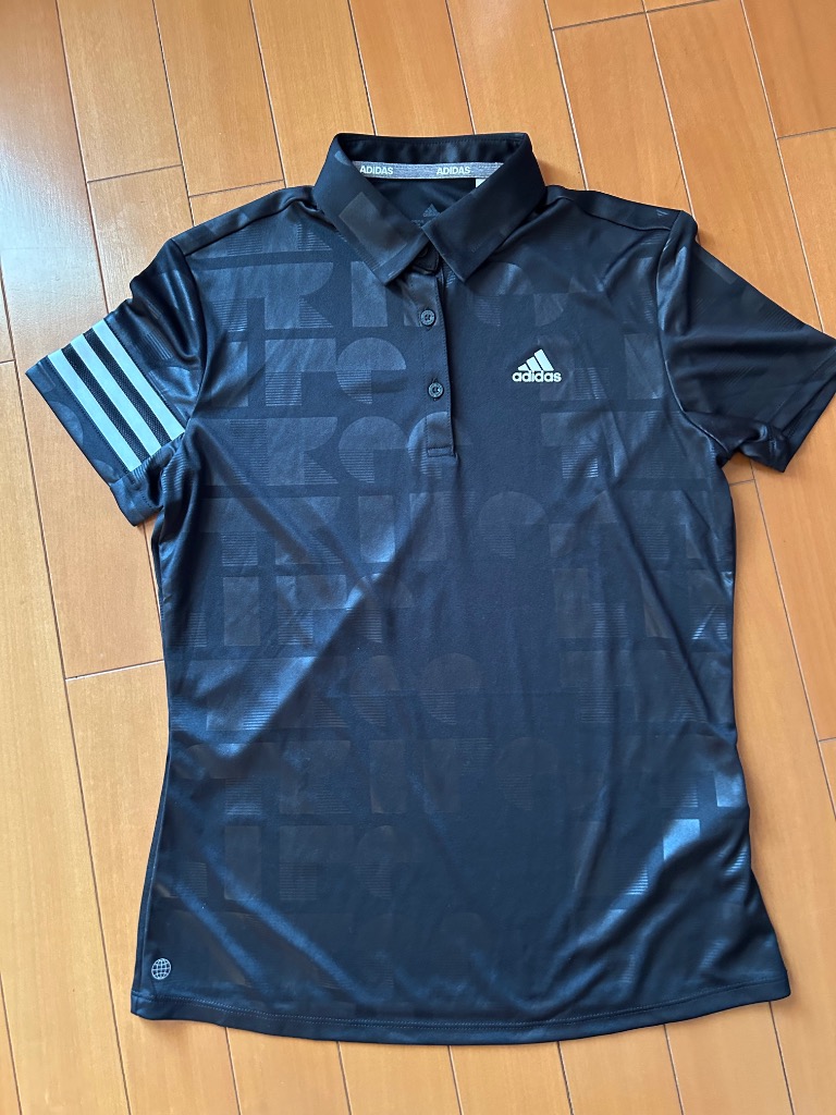 放送大学 割引 超美品】アディダス 半袖ポロシャツ 黒 総柄地模様 レディース M メンズウェア