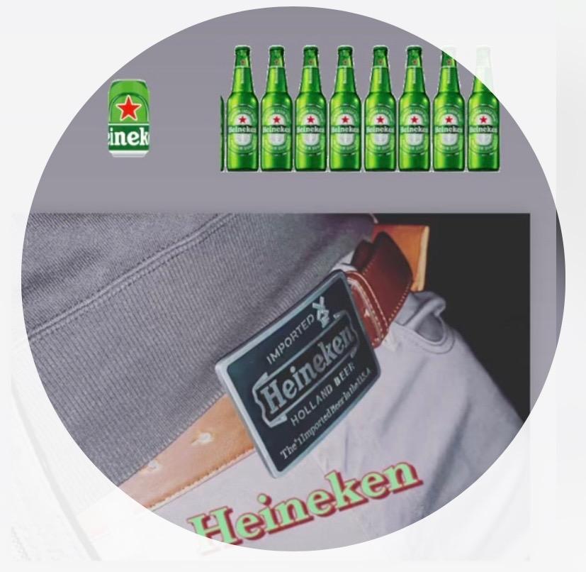 ベルトバックル Heineken ハイネケン 6.5×9.5 亜鉛合金製 ベルト用