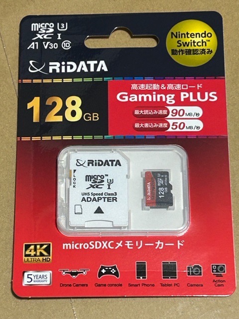 RiDATA microSDXCカード 128GB UHS-I U3 V30 A1 4K対応 class10