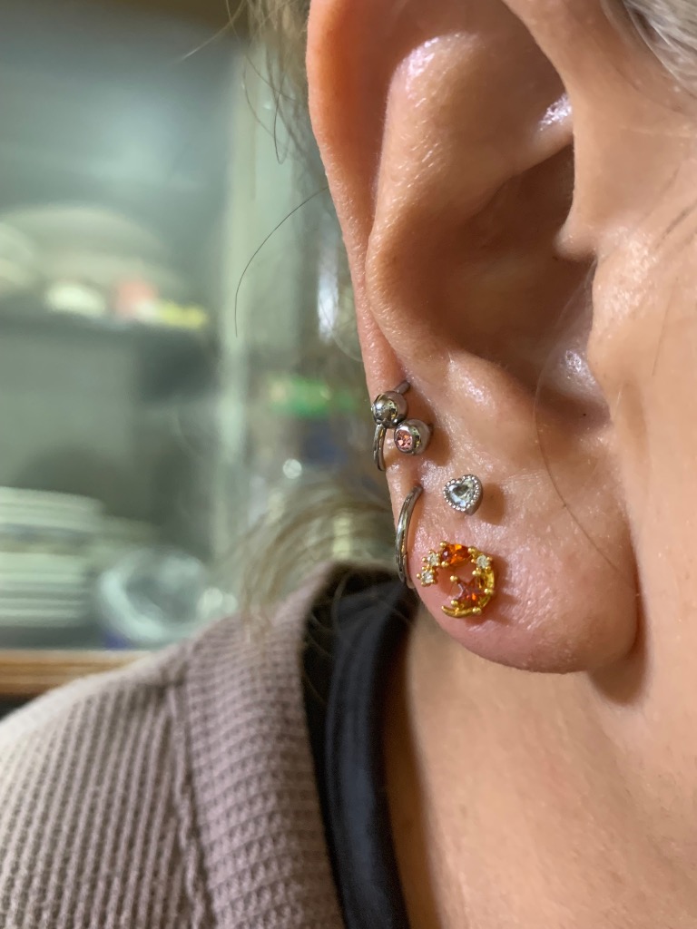 凛 RIN ボディピアス 16G 軟骨ピアス 宇宙 スター ムーン 星 月