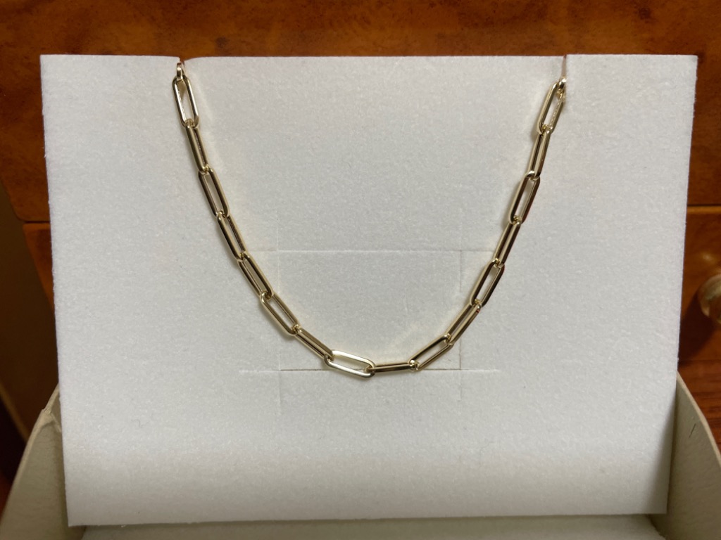 18金 ペーパークリップ ブレスレット 幅3mm 18cm 20cm K18 YG 角