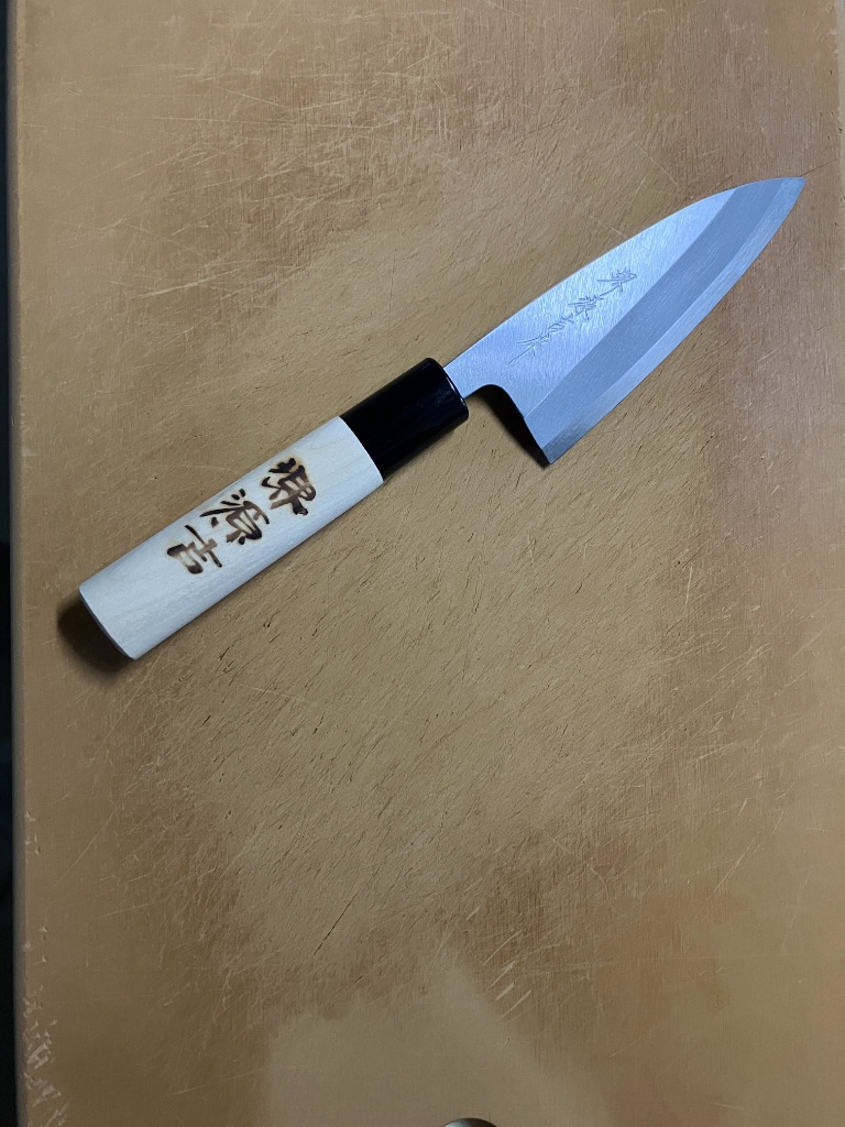アジ切り包丁 105mm 片刃 右手用 ハガネ カスミ 堺源吉作 ダイキチ