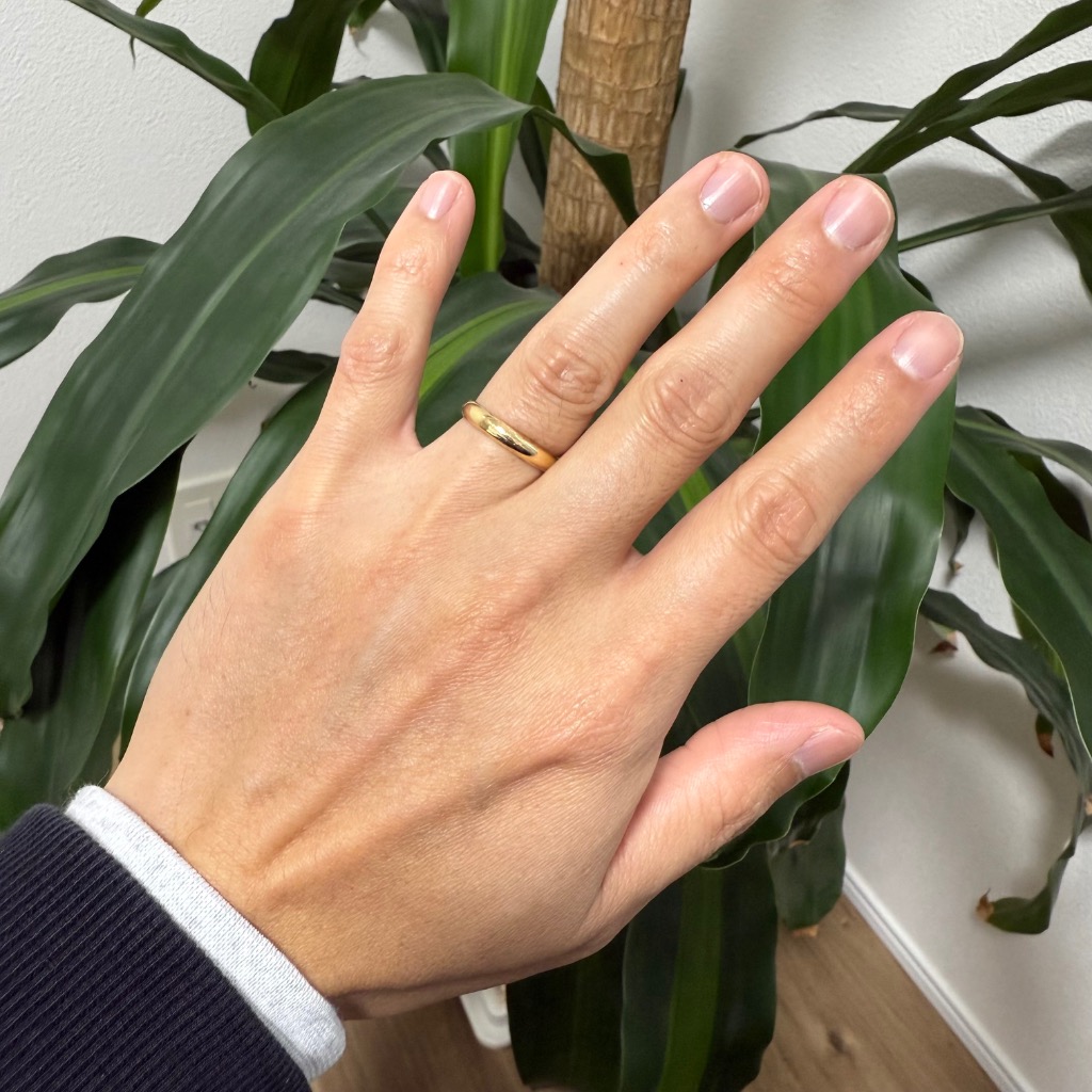 指輪 18金 イエローゴールド 甲丸リング 幅3.5mm 財務省造幣局検定