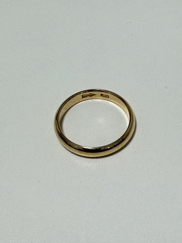指輪 18金 イエローゴールド 甲丸リング 幅3.5mm 財務省造幣局検定