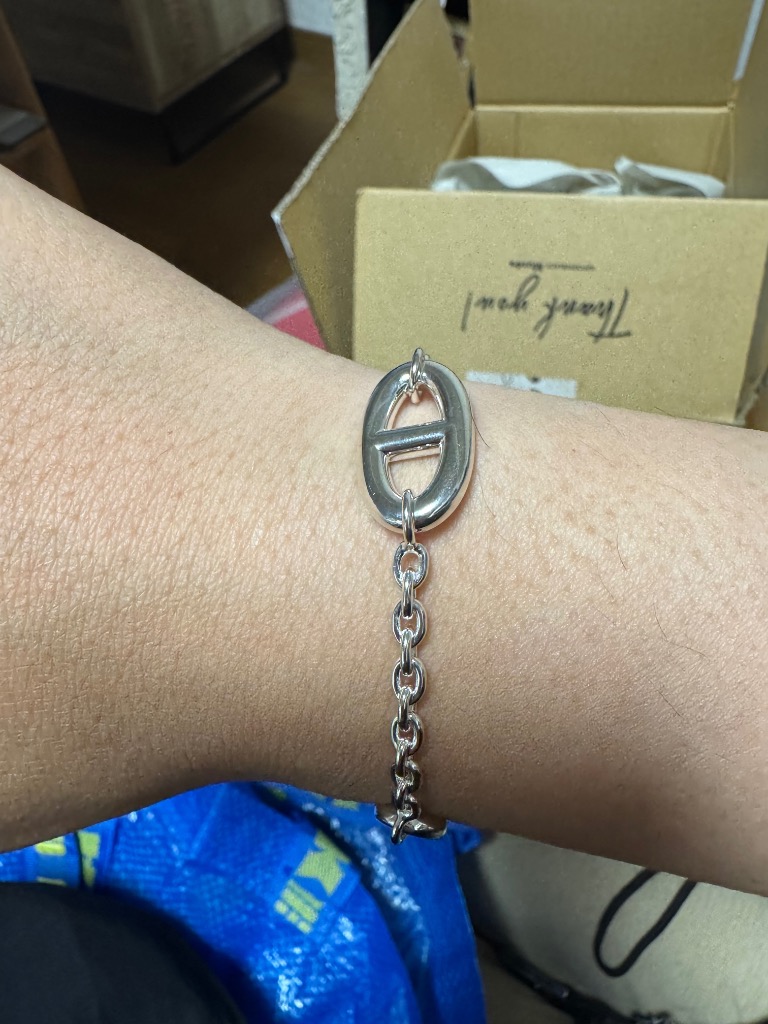 HERMES シルバーチェーンブレスレット 専用ケース付き 9867703-01.jpg