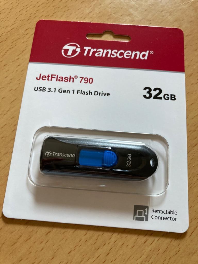 お得】 Transcend USBメモリ 32GB USB3.1 スライド式 ブラック TS32GJF790K