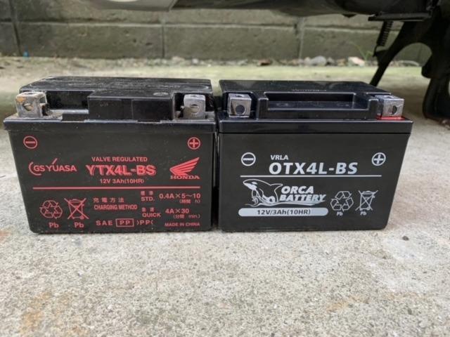 バイクバッテリー OTX4L-BS ORCA BATTERY 液入り充電済（互換：YTX4L 