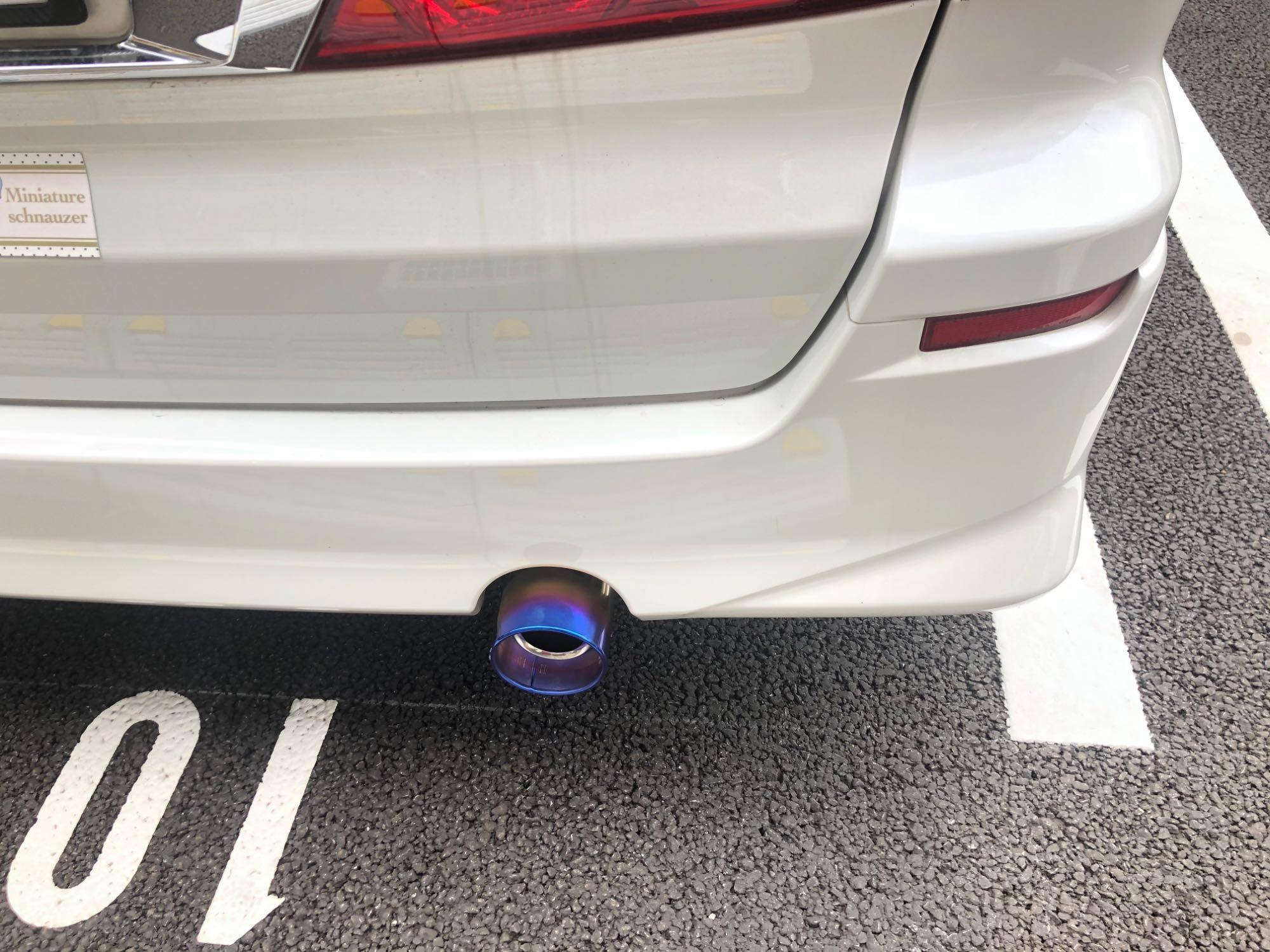 SFC マフラーカッター チタン 100mm 地上と水平の純正マフラーに SFC マフラーカッター チタン 100mm 地上と水平の純正マフラーに