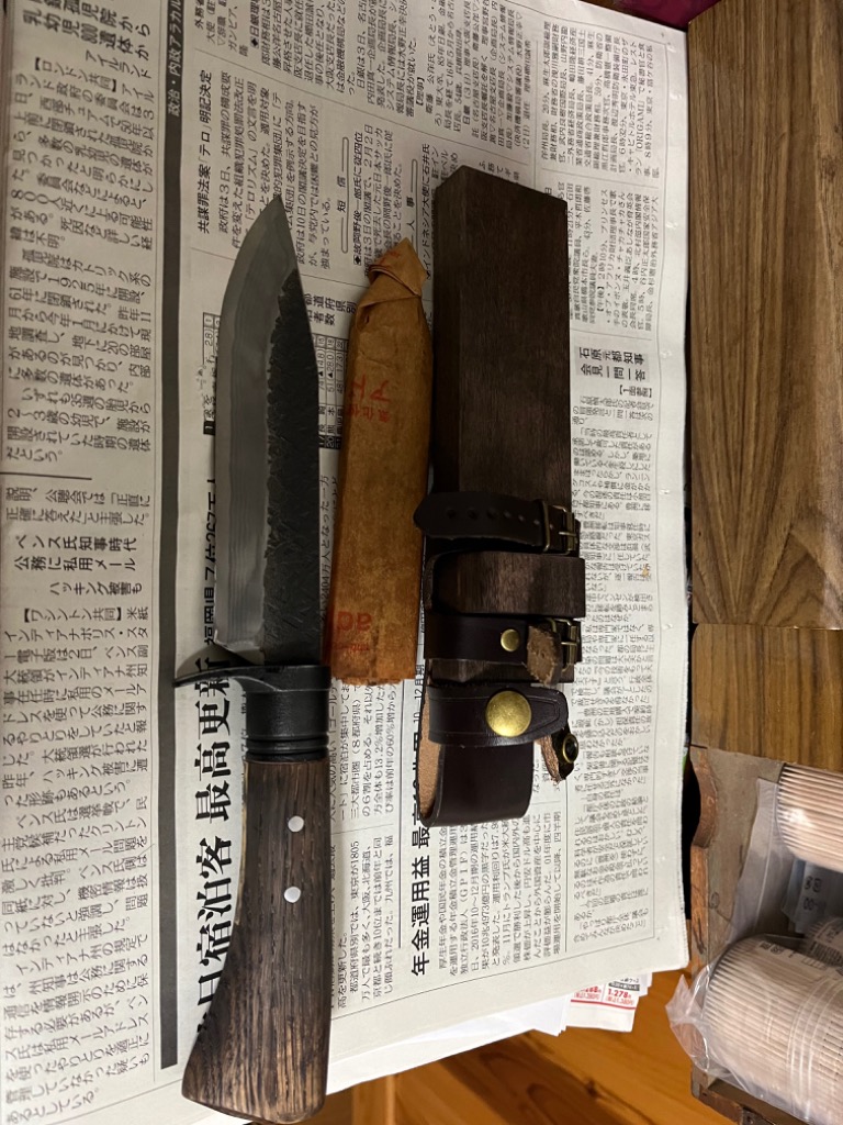 土佐打刃物 晶之作 青紙ダマスカス鋼 両刃 和式ナイフ 小型 剣鉈150ｍｍ 黒鎚目 ツバ付 木鞘付 バトニング ソロキャンプ アウトドアナイフ :  stg-00224 : 新十郎本舗 - 通販 - Yahoo!ショッピング