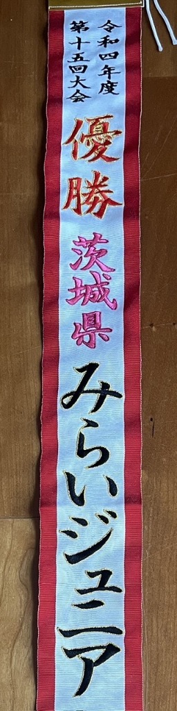刺繍文字入り紅白ペナントリボン（大サイズ約7.5cm×約90cm