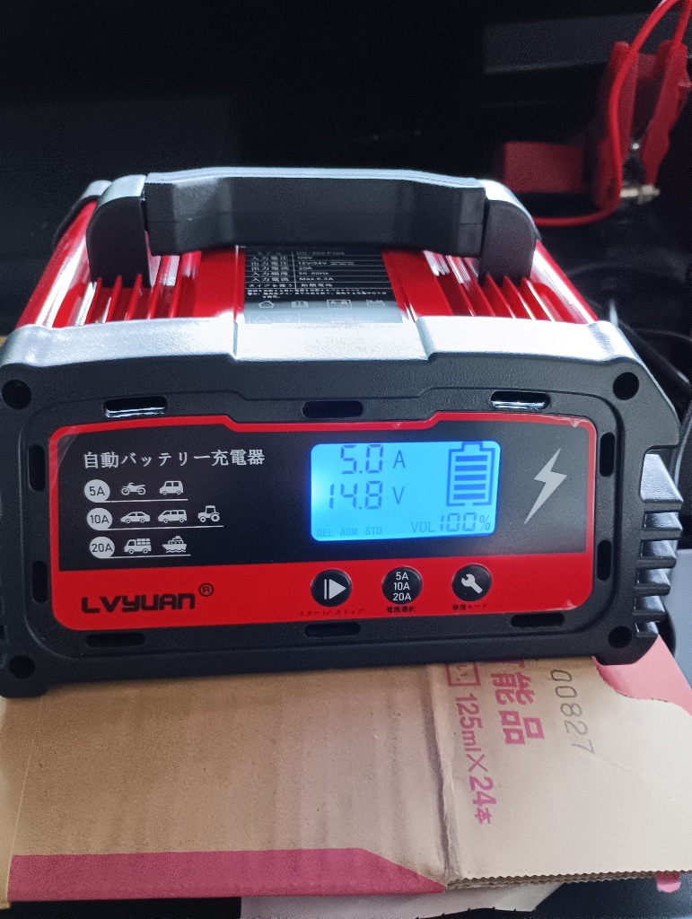 LVYUAN】自動バッテリー充電器 定格20A 12V/24V対応 パルス充電