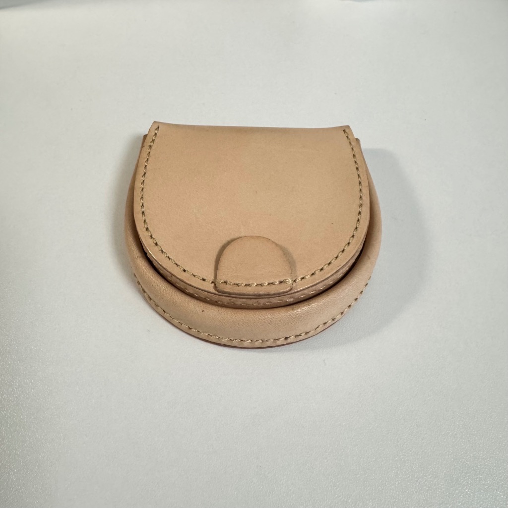 馬蹄型コインケース ヌメ革生成り小銭入れ 手縫いハンドメイド