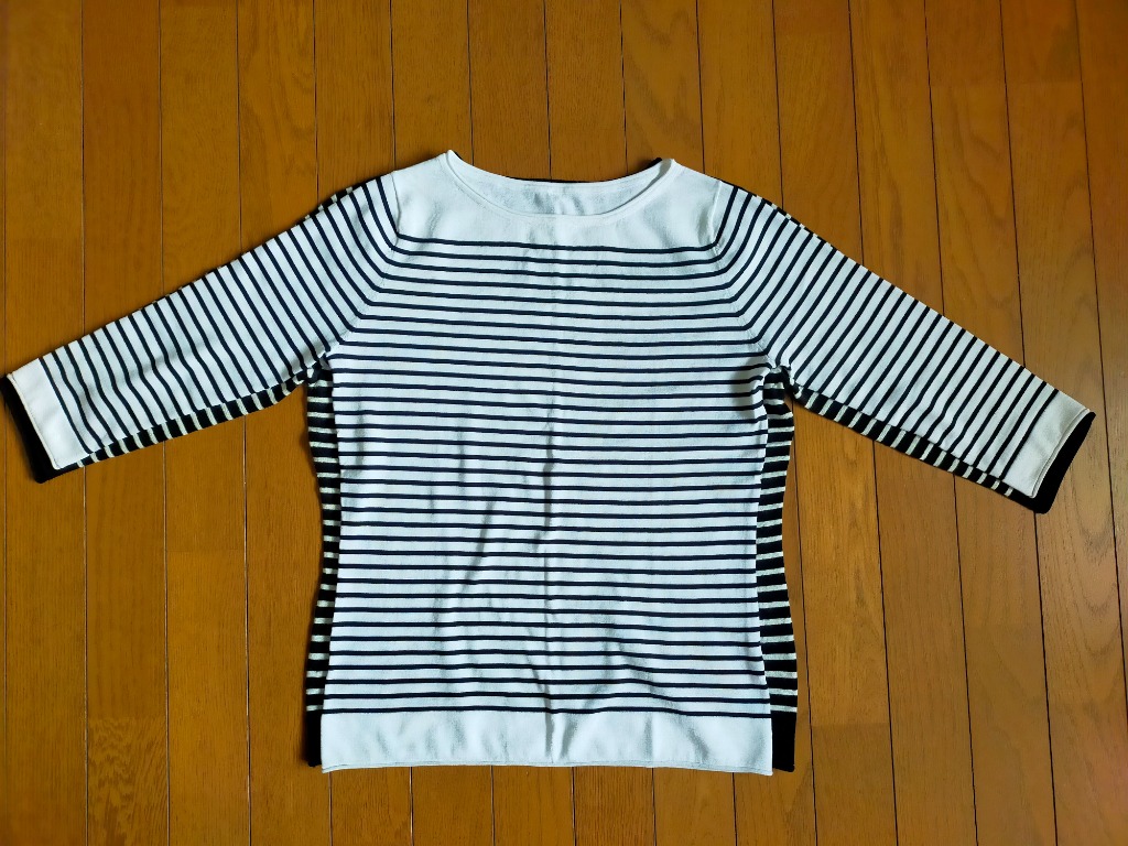 ボーダー Tシャツ シルク 100% メール便送料無料 長袖 七分袖