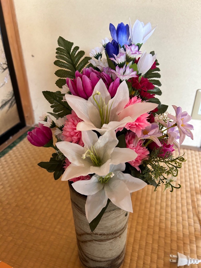 仏花 造花 ユリとりんどうと小菊の花束一対 お仏壇 お墓用 CT
