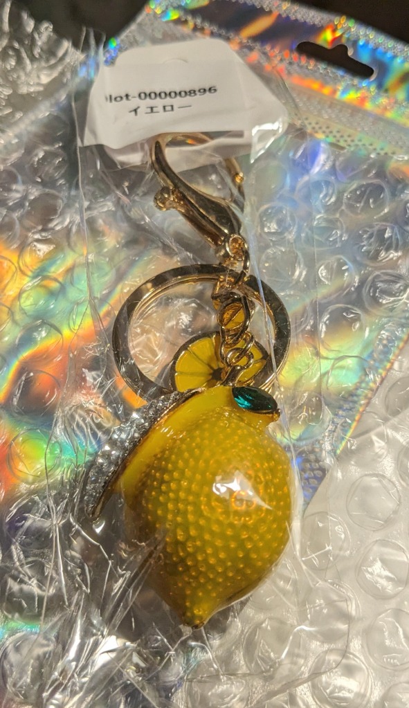 レモンバッグチャーム 3色レモン キーチェーン 金属 キラキラ