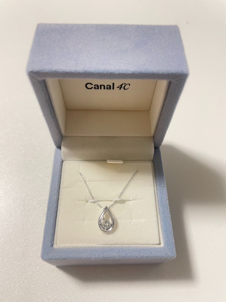 カナル 4°c ネックレス 3月誕生日石 アクアマリン ダイヤモンド しずく