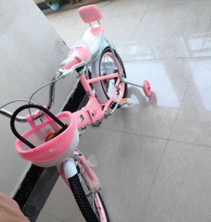 折りたたみ式 キッズ 自転車 少年少女 誕生日プレゼント プリンセスバイク 後部座席と補助輪付き 12/14/16/18インチ(Size:12  inches Color:ピンク)