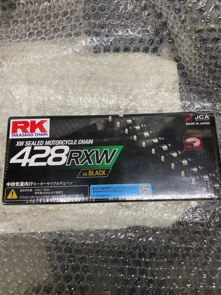 RK ドライブチェーン RXW Series 428RXW カラー:ED BLACK 長さ(リンク数):140L/適合排気量  250-400cc※単気筒は600ccまで対応