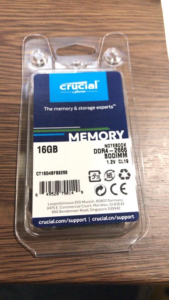 Crucial DDR4ノートPC用 メモリ Crucial 16GB(16GBx1枚) DDR4-2666 SODIMM SODIMM