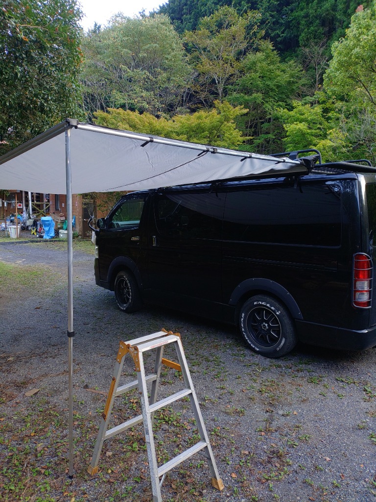 サイドオーニング 車 ハイエース 格納 手動 ロールアップ 収納式