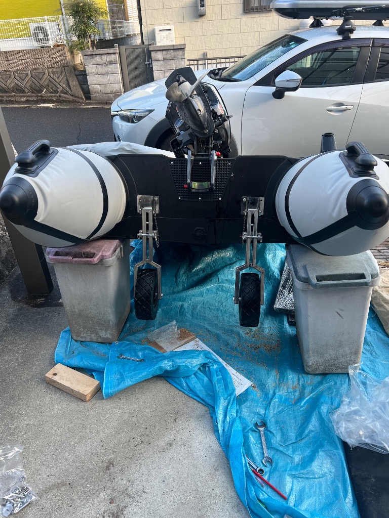 ボートドーリー ステンレス製 小型ボート 進水ホイール ブラック