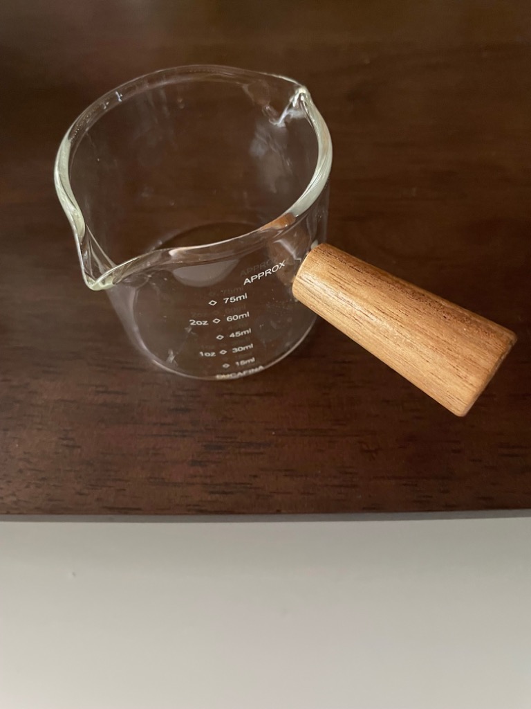 計量カップ木製ハンドル付きミルクカップ オンスカップ 100ml Amazon | XKONGエスプレッソショットグラス、木製ハンドル付き