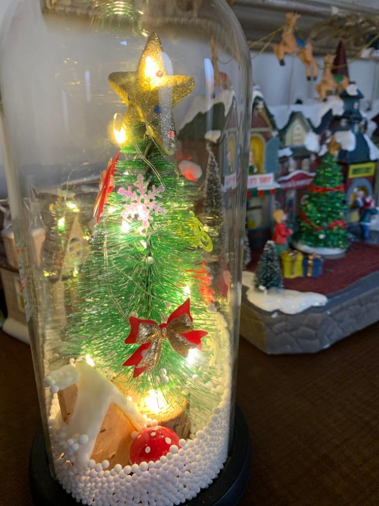 電池式 クリスマス 飾り 置物 お洒落 LEDライト ガラスカバー プレゼント 杉 窓飾り クリスマス装飾 クリスマスツリー デスクトップの装飾品  :baijian-652706483301:IBKストア 通販 