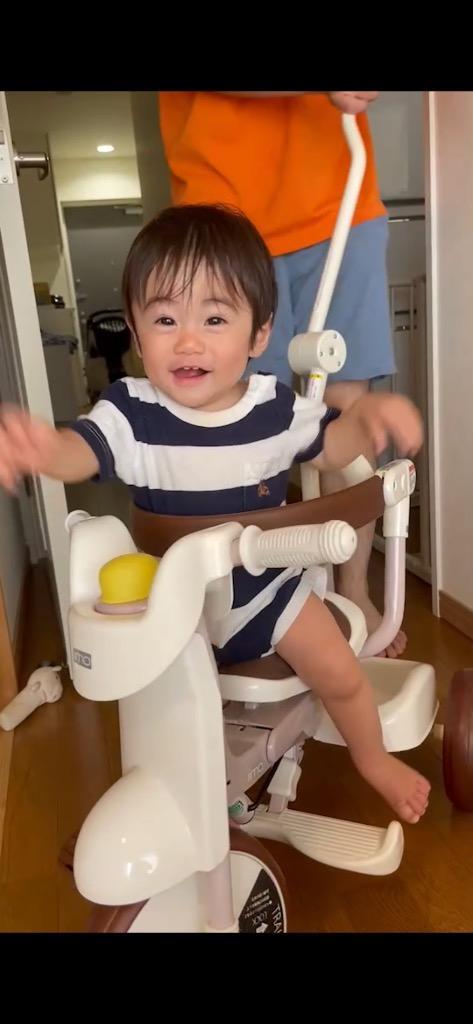 エムアンドエム 三輪車 1歳 2歳 3歳 手押し棒付き 折りたたみ