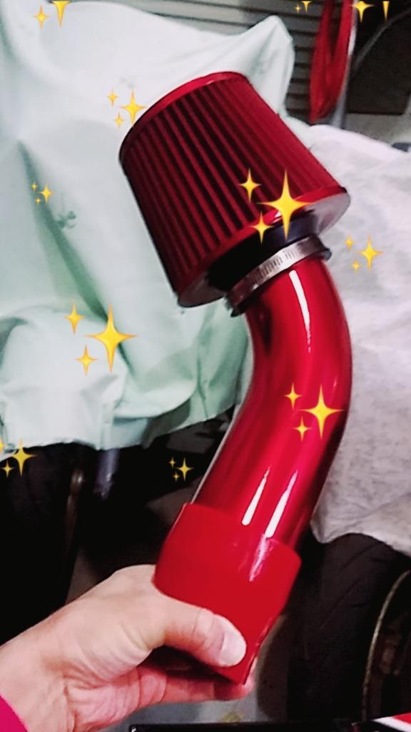 エアフィルター 赤色 セット 76mm 吸気管 自動車用 アルミ製
