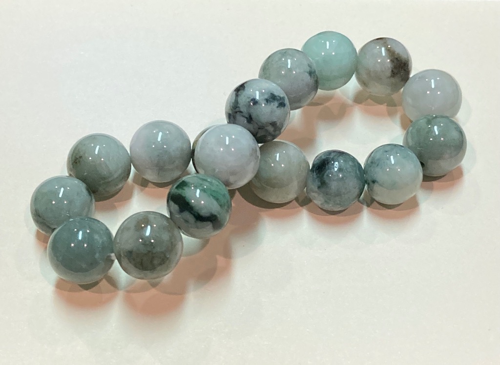 訳あり 均一ブレスレット マーブル翡翠 ジェダイト Φ13±0.5mm 鑑定済み