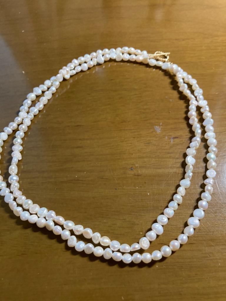 パールネックレス ロング 二連 90cm 普段使い 本真珠 ブレスレット 