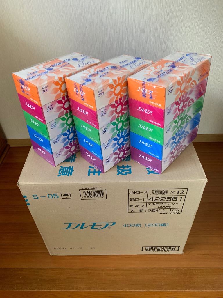 エルモア カミ商事 エルモアティシュー 200組／箱 1セット（60箱
