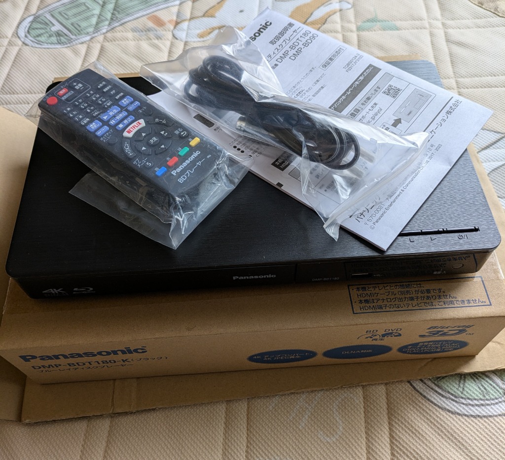 新品 Panasonic ブルーレイディスクプレーヤー DMP-BDT180-K Amazon | パナソニック ブルーレイプレーヤー 4Kアップ
