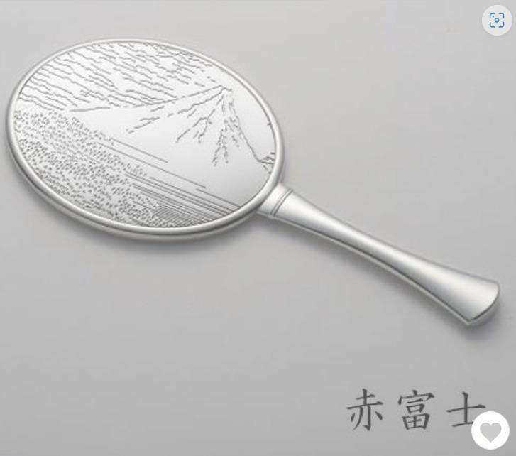 手鏡 日本製 和 おしゃれ シンプル 大 亀甲に桜/亀甲に花菱/赤