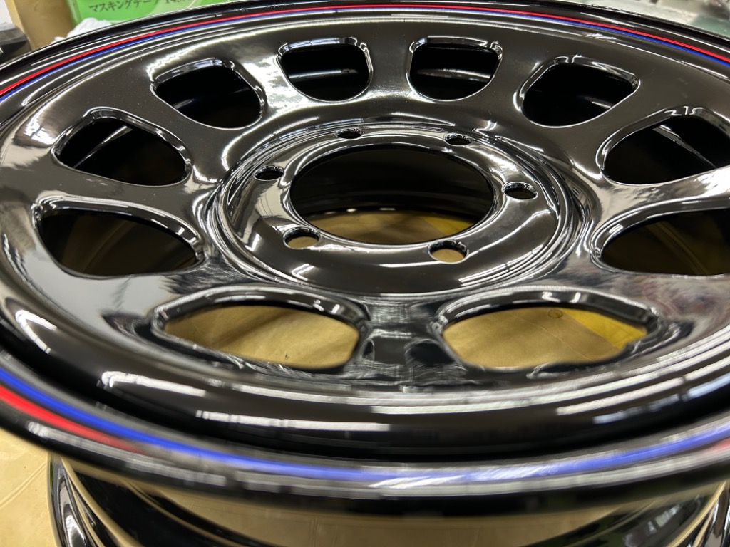 新品 4本価格 会社宛 送料無料 16×7J 6穴 139.7mm ET+38 SHONE SST DAYTONA デイトナブラック 赤青ライン ハイエース  キャラバン NO,SH184