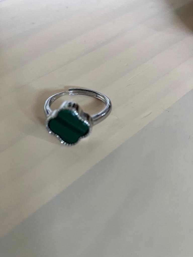 マラカイト 指輪 リング クローバー 四つ葉 malachite 孔雀石