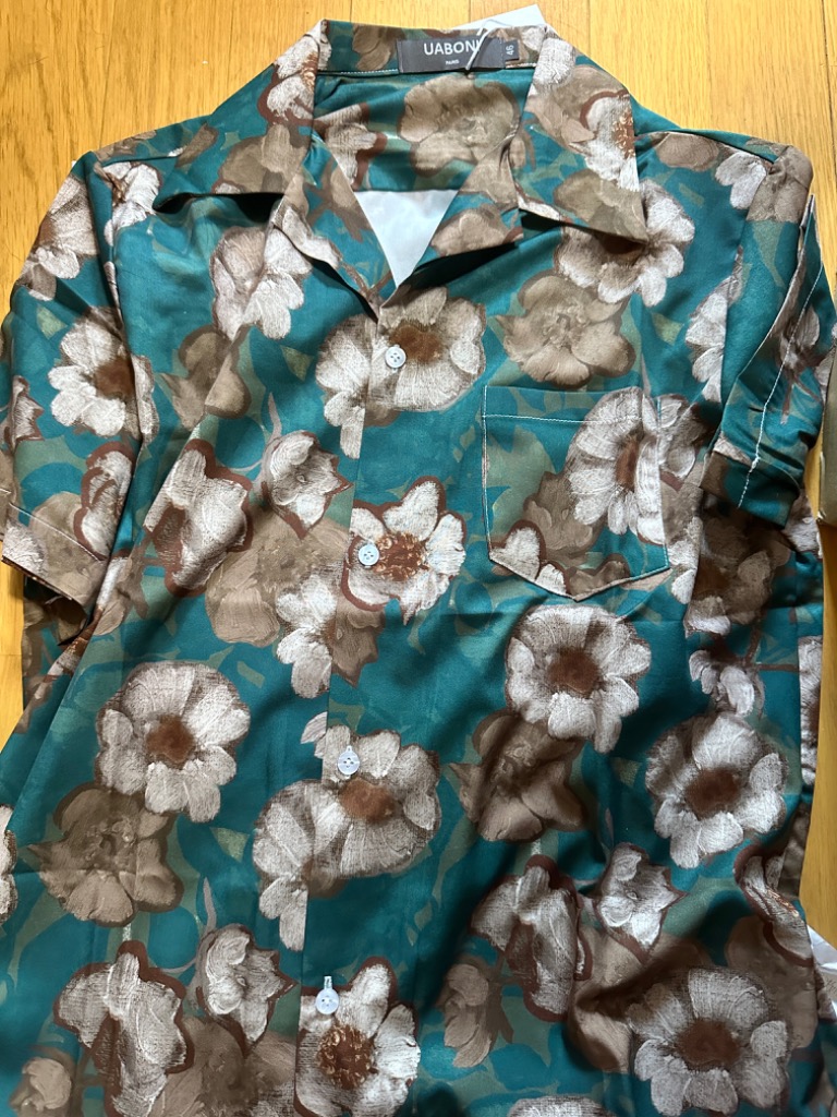 アロハシャツ EU製 UABONI フランス シルク混 速乾 涼しい 総柄 花柄 リゾート 海 夏服 メンズ カジュアルシャツ 半袖シャツ シャツ 開襟 アロハシャツ EU製 UABONI フランス シルク混 速乾 涼しい 総柄