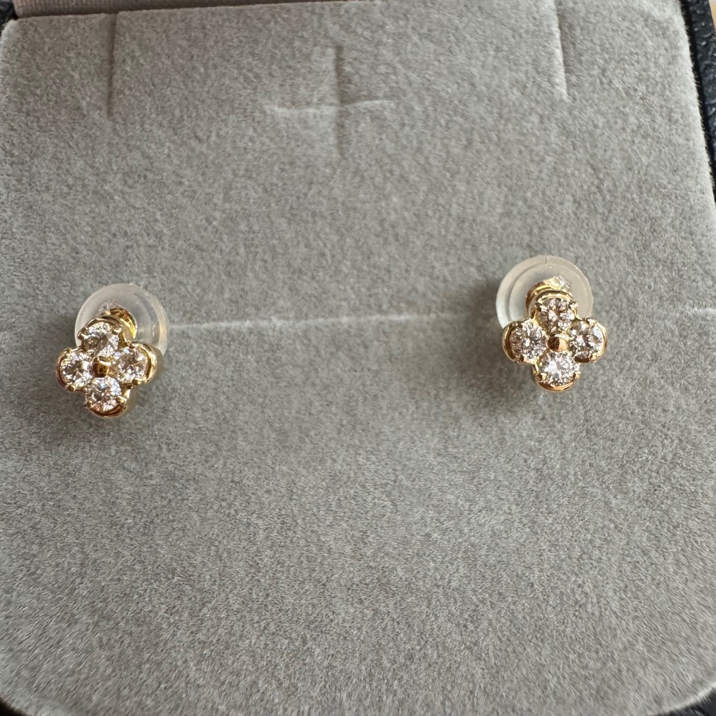 ジュエリーツツミ K18イエローゴールドダイヤモンドピアス