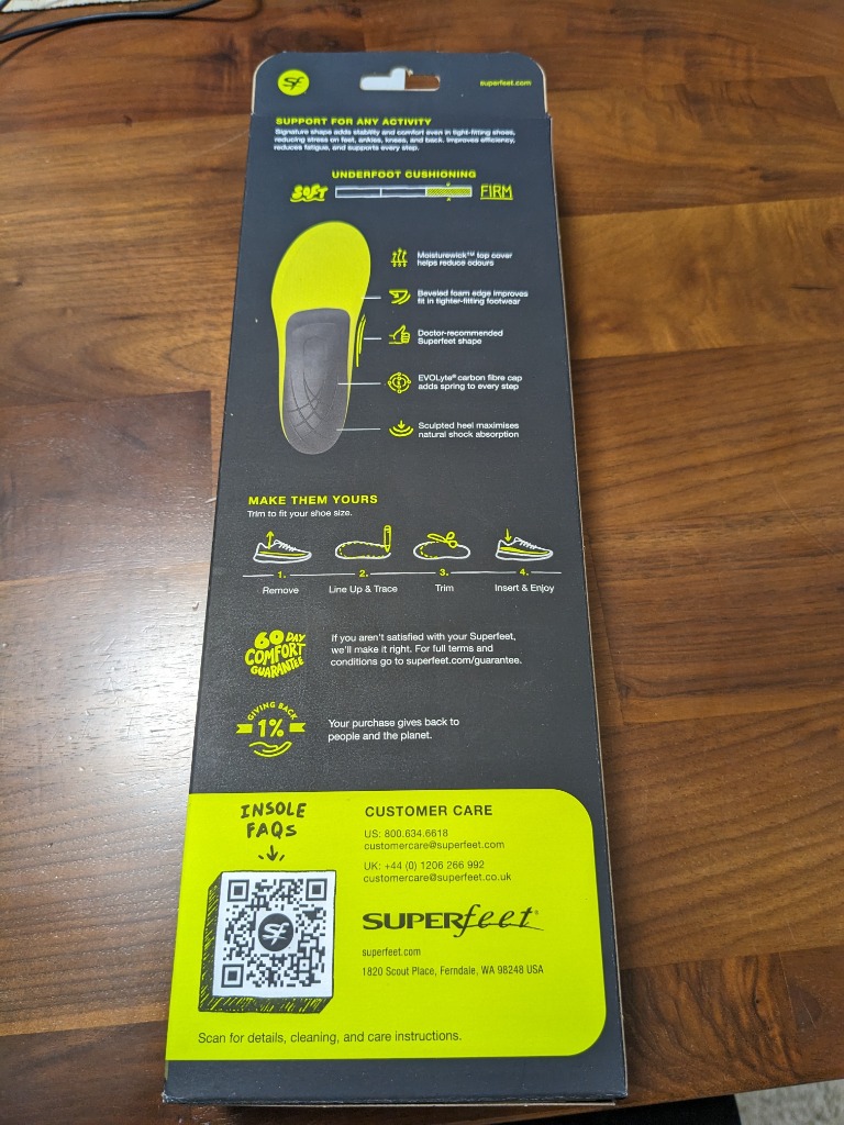 SUPERfeet スーパーフィート インソール カーボン メンズ