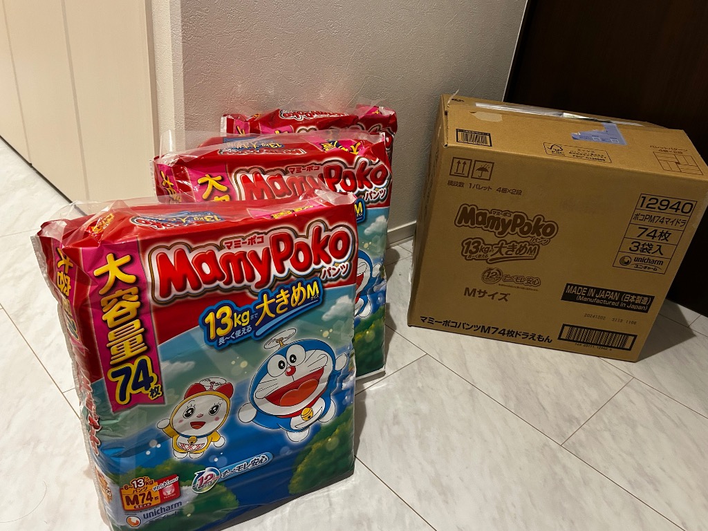 新品未使用　マミーポコパンツM　74枚×6パック　ドラえもん マミーポコ パンツ ドラえもん オムツMサイズ（6～13kg）222枚