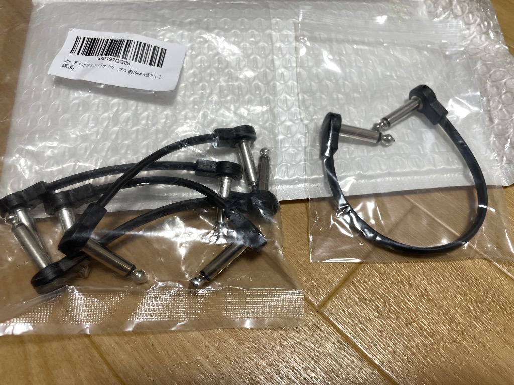 4点セット】約10cm パッチケーブル 6.35mm 両端子 L字型